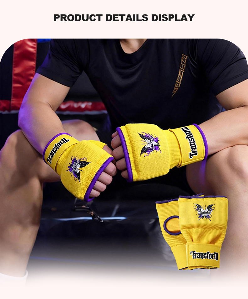 Gel Padded Inner Gloves Hook & Loop Wrist Strap For Knuckle Protection